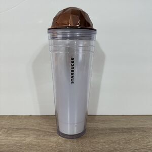 Starbucks‎ 2012 Venti Cold Cup Tumbler Copper Dome Chiseled Lid Prism 24oz
